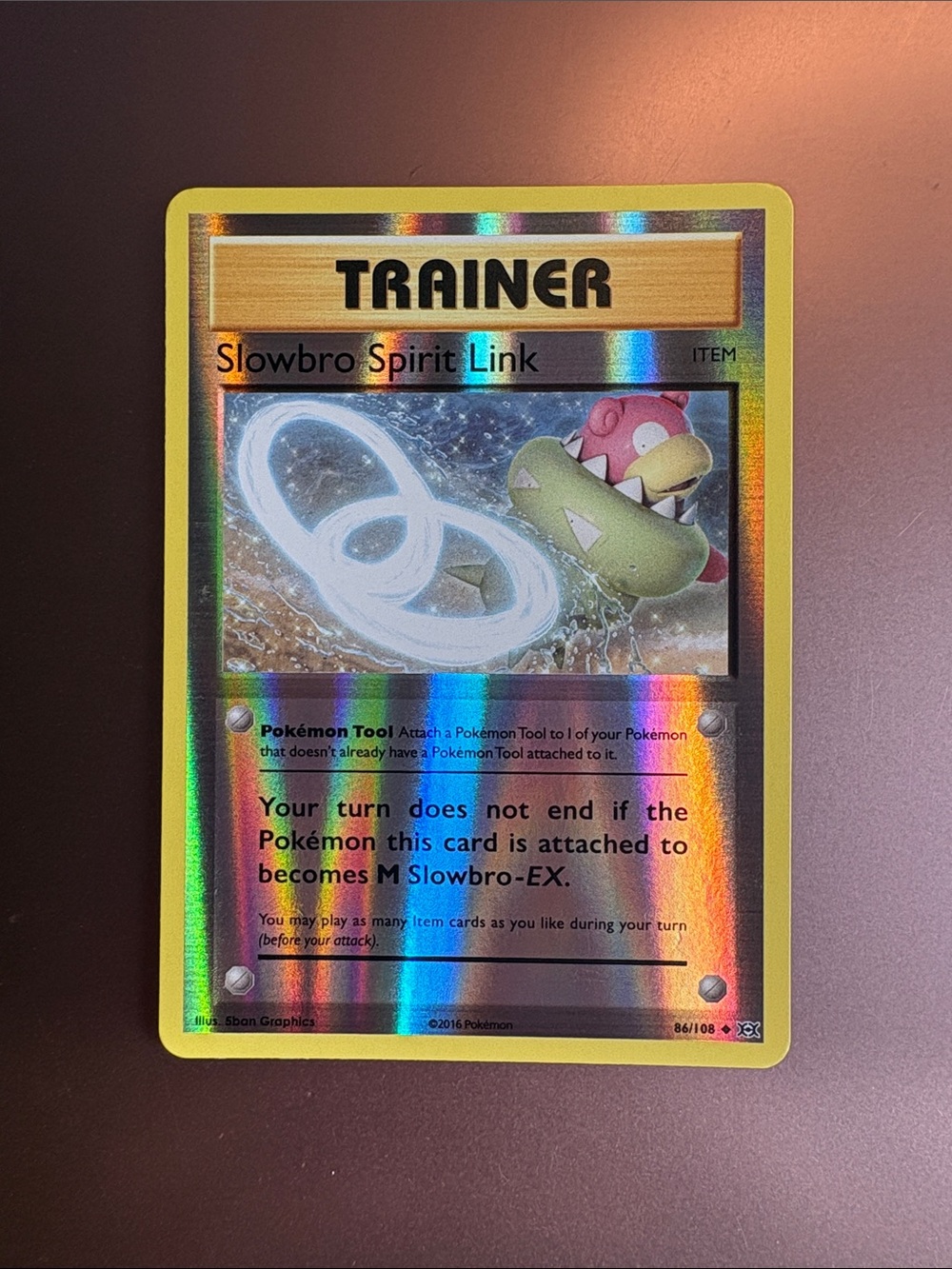 Pokemon Trainer Card - Slowbro Spirit Link Yellow Holo